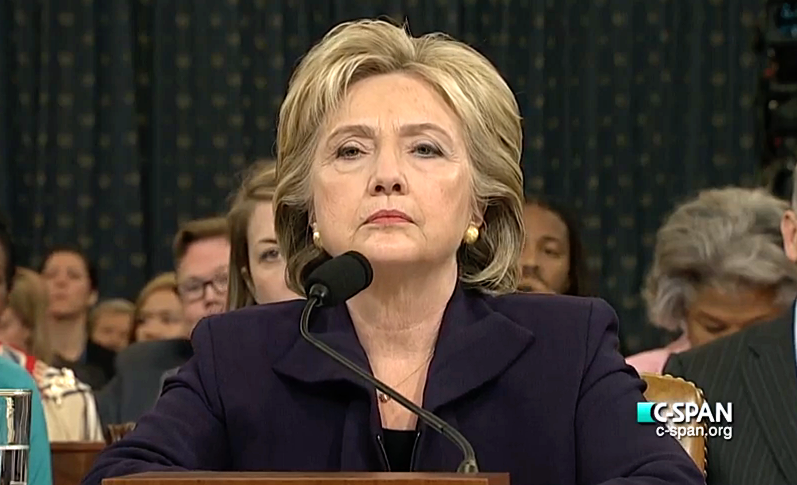 Hillary Clinton testifying to the House Select Committee on Benghazi.