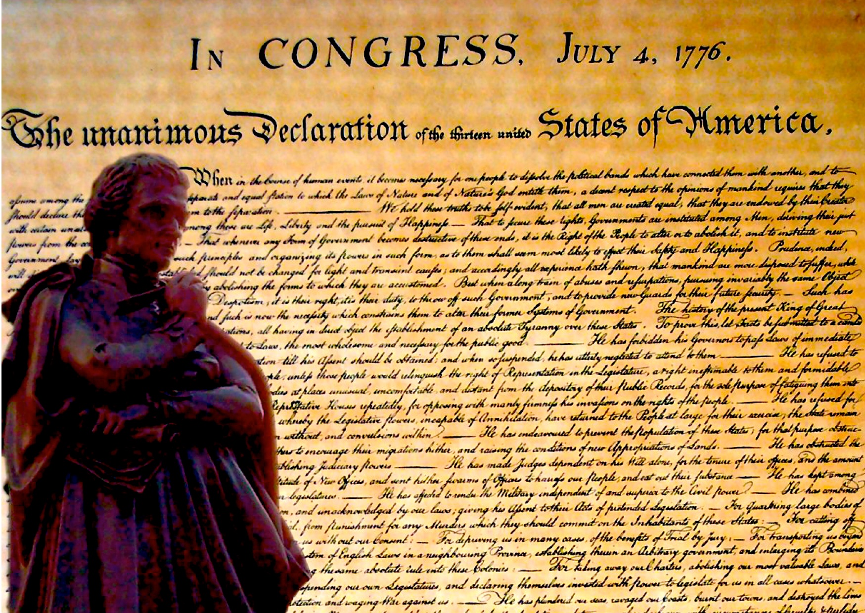 An icon of human freedom, The U.S. Declaration of Independence, with its author Thomas Jefferson.