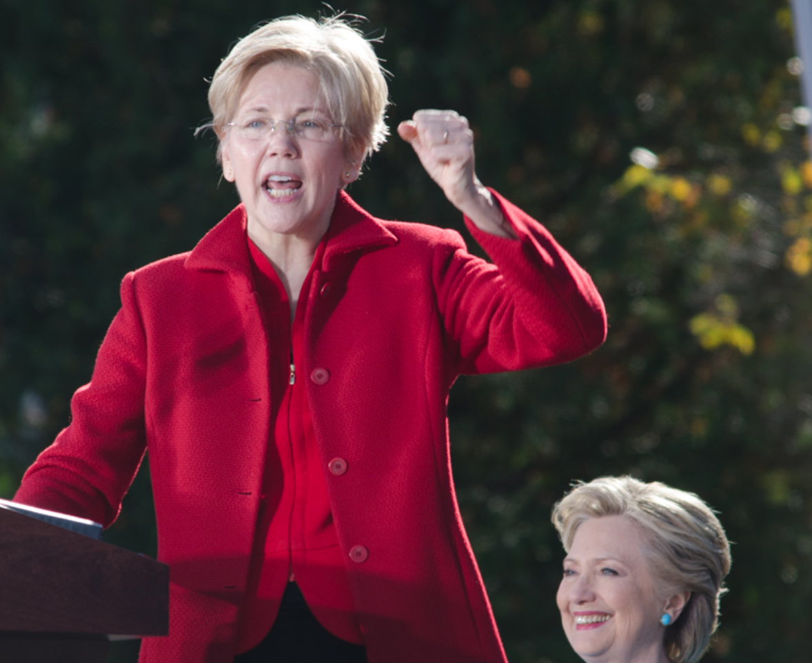 Sen. Elizabeth Warren (D-MA) campaigning for Hillary Clinton, October 2016. Warren is one of the leading forces in the Democratic Party.