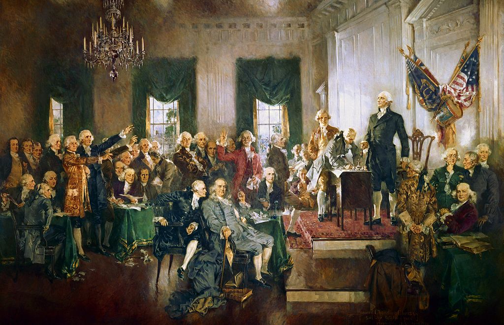 The signing of the U.S. Constitution, one of the latest fruits of the Age of Enlightenment