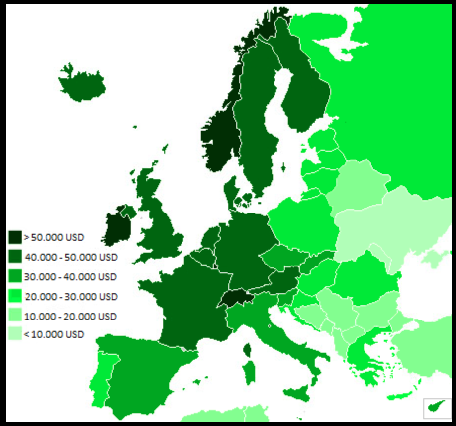 GDP per capita in Europe in 2014