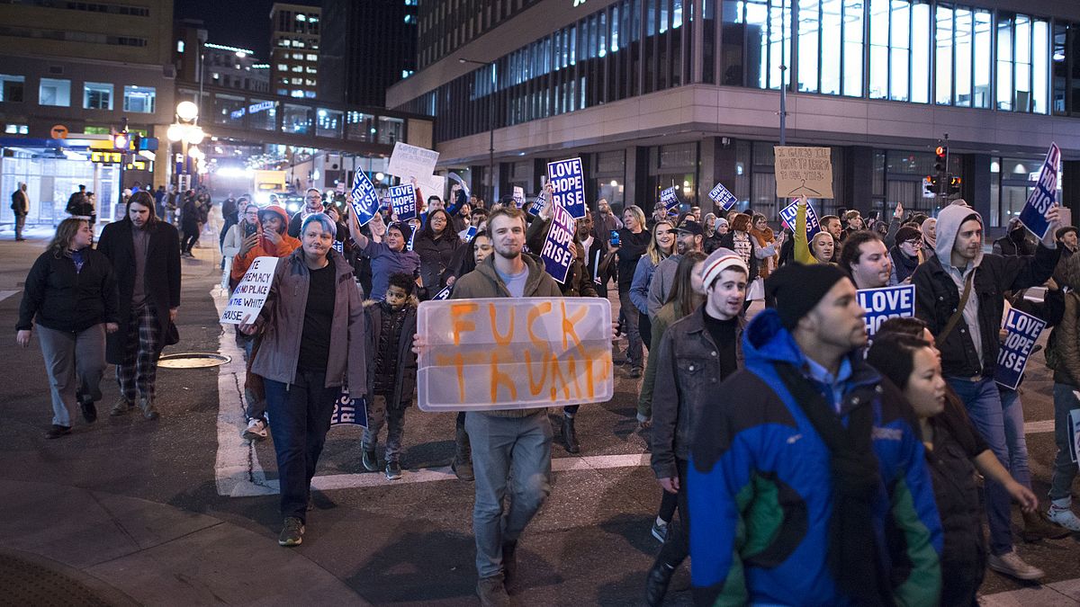 Protest march against the election of Donald Trump in Saint Paul, Minnesota on November 9, 2016