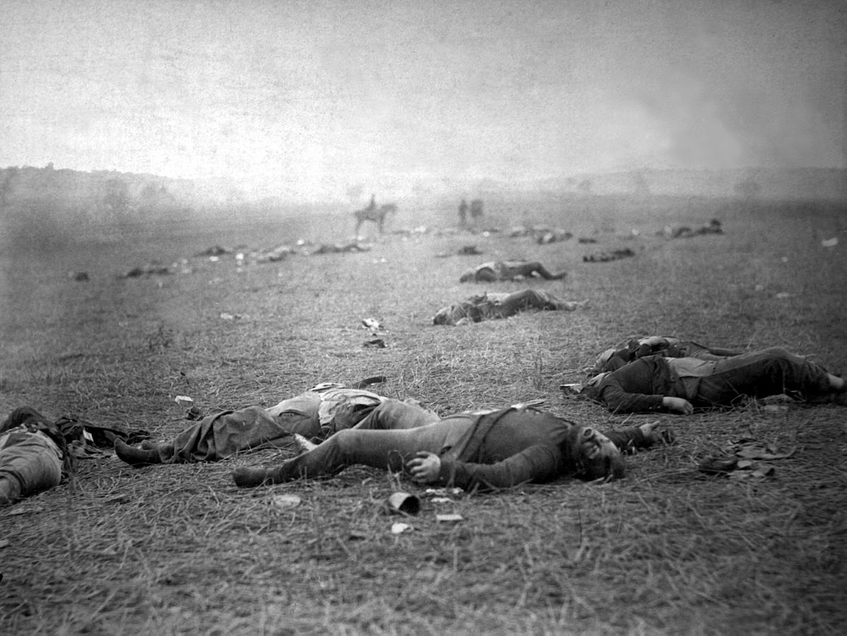 Union dead on the battlefield at Gettysburg, Pennsylvania.