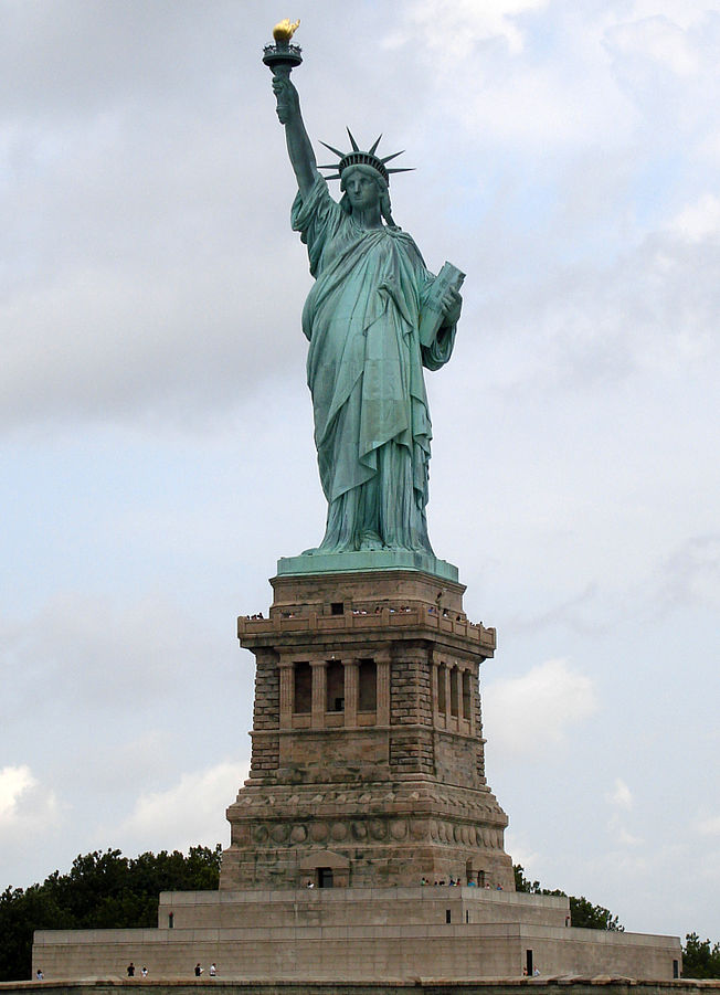 Lady Liberty in New York harbor looking outwards from New York.