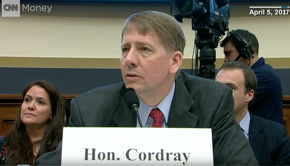 Former CFPB director Richard Cordray testifying before a congressional committee.