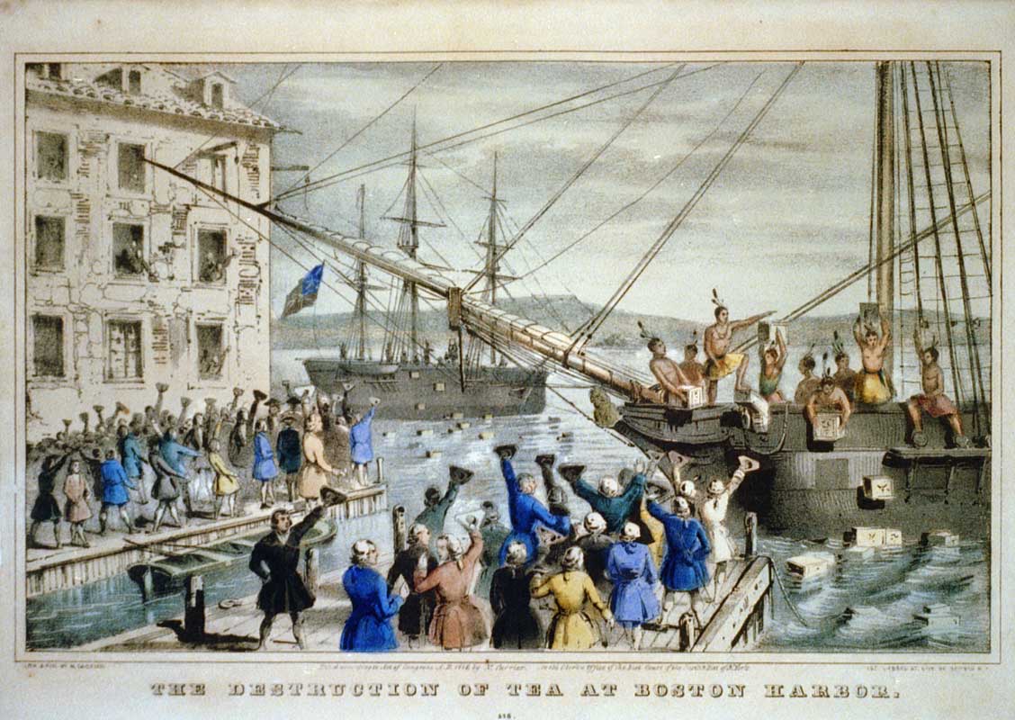 The Boston Tea Party on December 16, 1773.