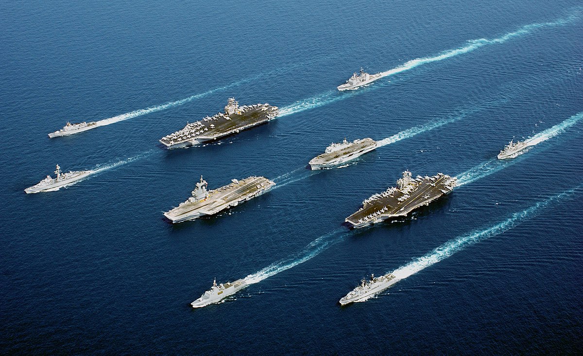 A NATO naval fleet including warships from five nations.