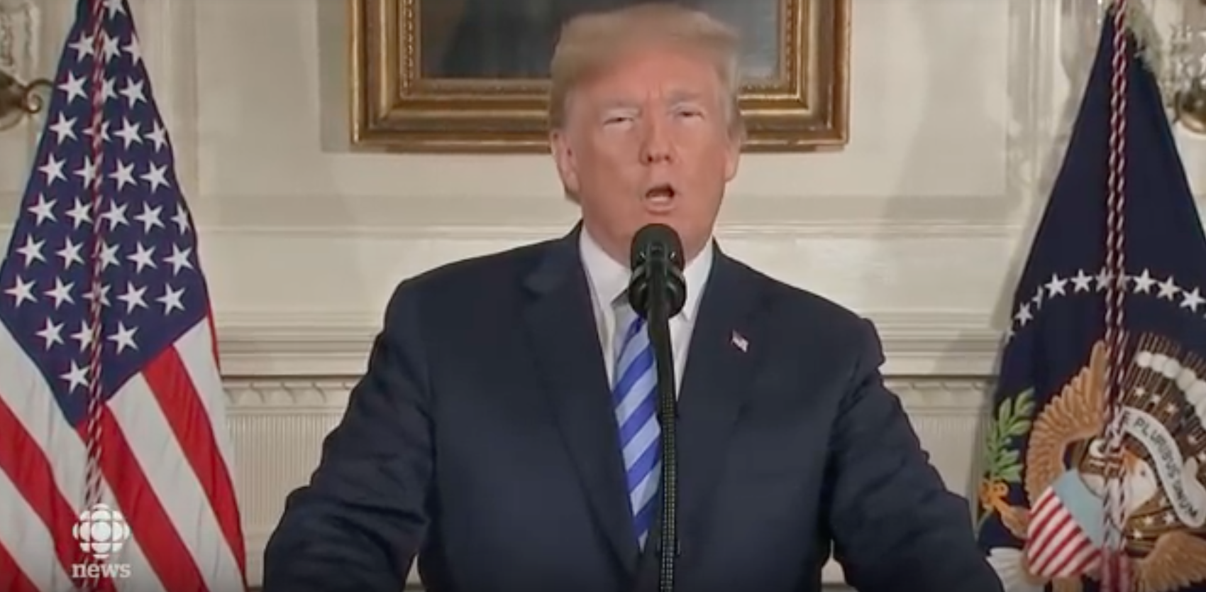 President Trump announcing the U.S. pullout from the Joint Comprehensive Plan of Action (JCPOA) on May 8, 2018.
