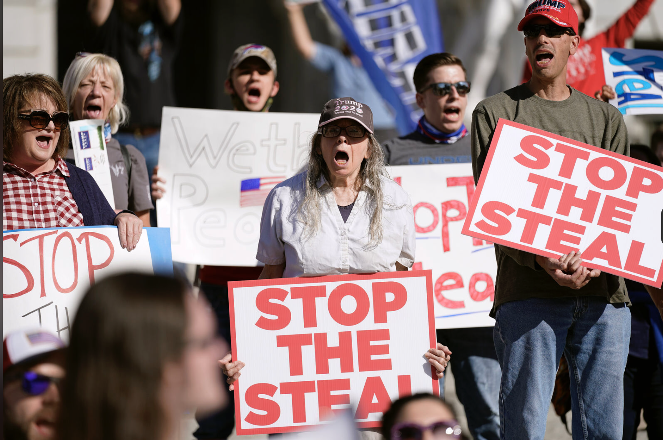 Trump Supporters protesting the vote counting outside the Pennsylvania State Capial on Nov. 6, 2020.